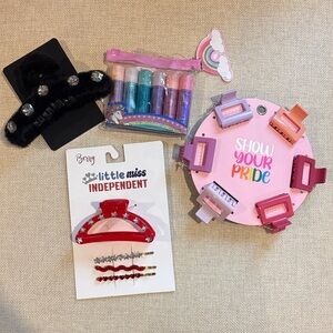 nOir  Black Faux Fur Hair Clip with Gem Accents bundle for your little ones